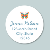 Butterfly - Round Address Label - The Note House