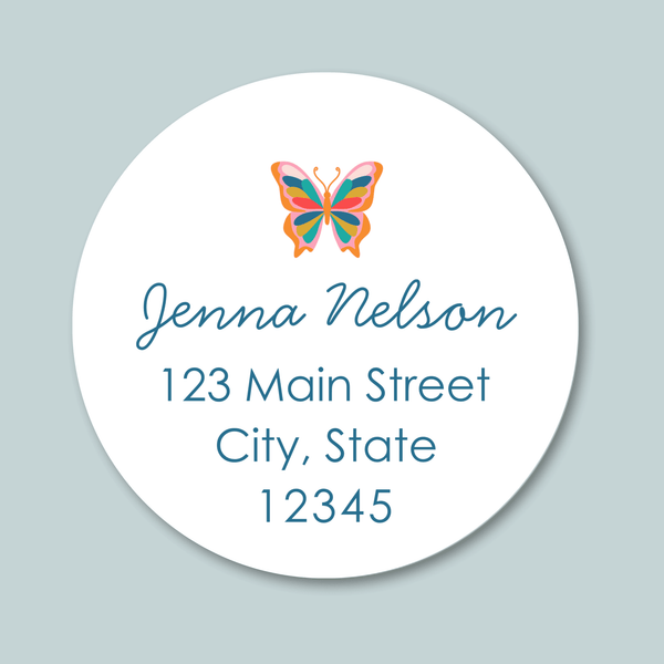Butterfly - Round Address Label - The Note House