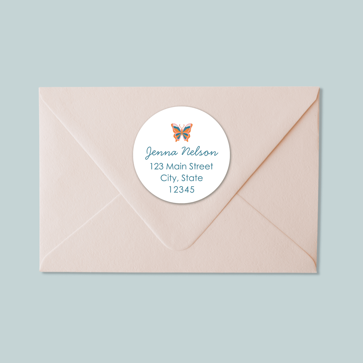 Butterfly - Round Address Label - The Note House