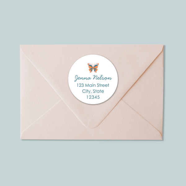 Butterfly - Round Address Label - The Note House