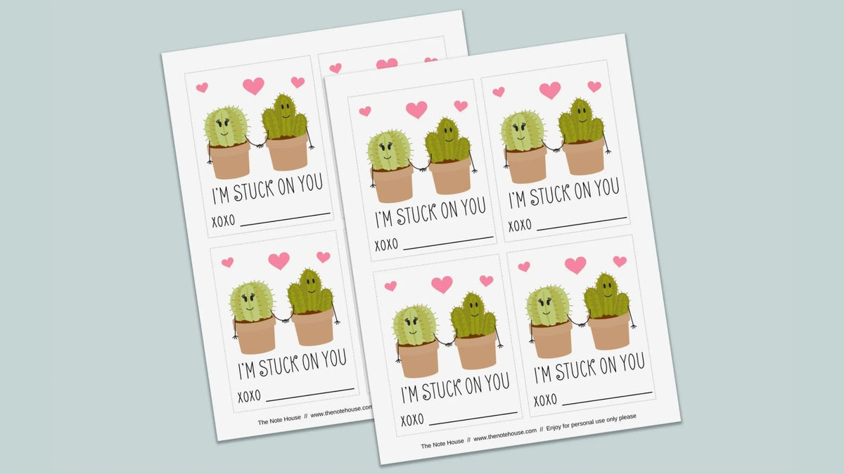 Cactus - Classroom Valentine's Day Cards - Printable Instant Download - The Note House