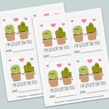 Cactus - Classroom Valentine's Day Cards - Printable Instant Download - The Note House