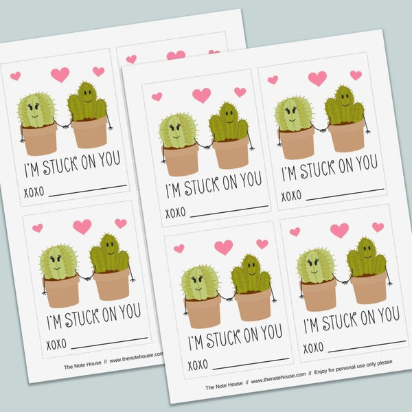 Cactus - Classroom Valentine's Day Cards - Printable Instant Download - The Note House