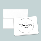 Calligraphy Script Family Circle - Personalized Folded Note Card - The Note House