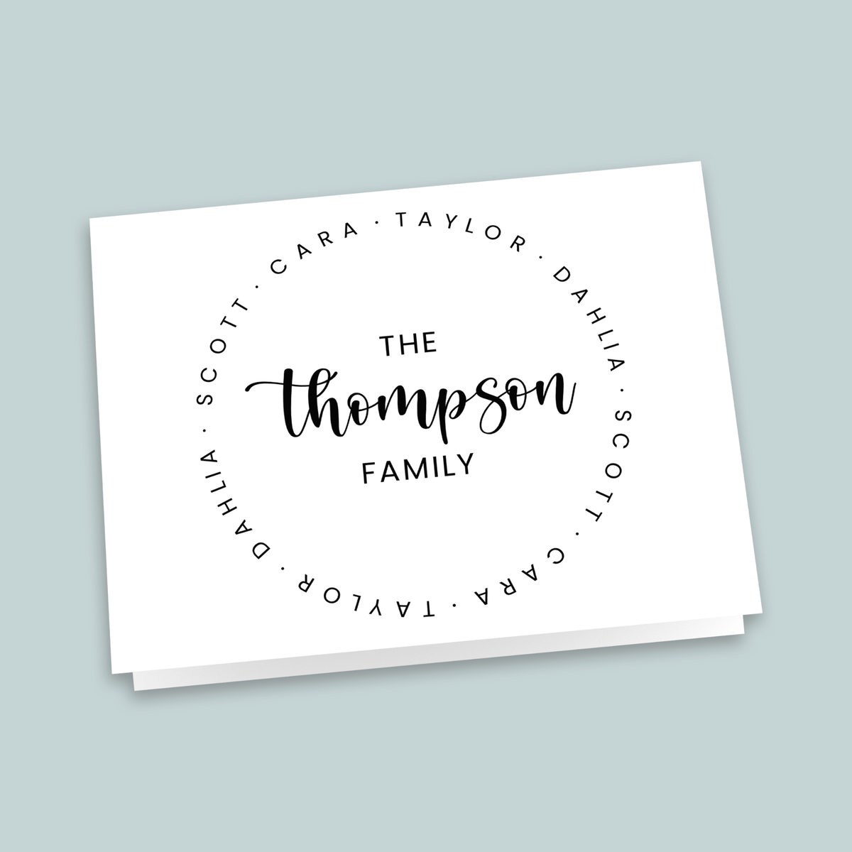 Calligraphy Script Family Circle - Personalized Folded Note Card - The Note House