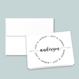 Calligraphy Script Newlywed Family Circle - Folded Note Card - The Note House
