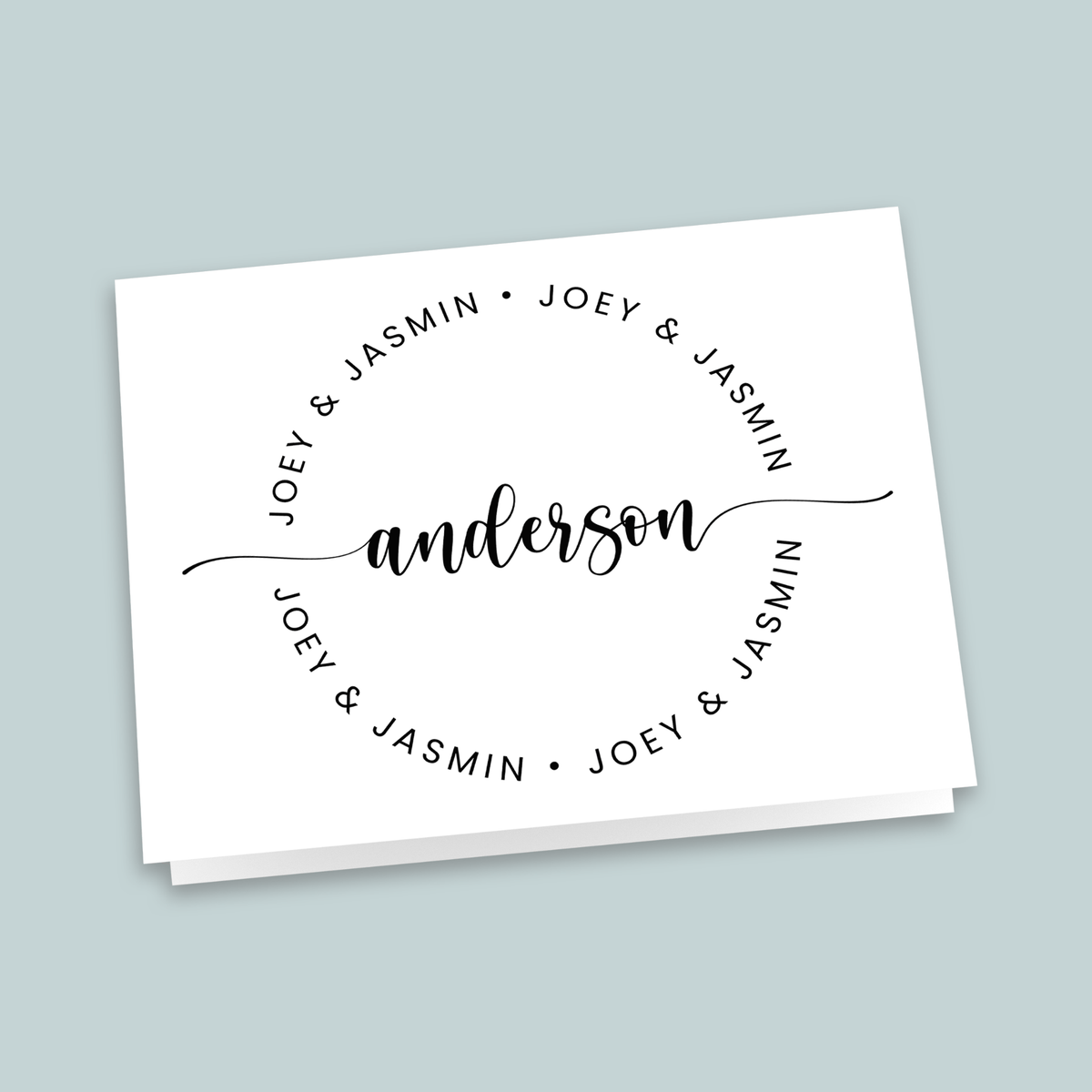 Calligraphy Script Newlywed Family Circle - Folded Note Card - The Note House