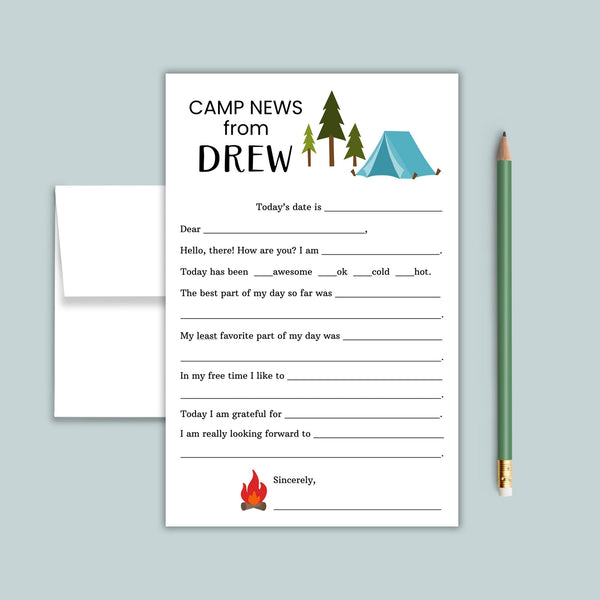 Camp Notes - Personalized Fill - in Camp Letter Template - The Note House