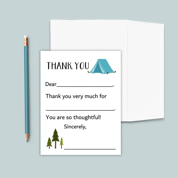 Camp - Personalized Fill - in - the - Blank Thank You Cards - The Note House