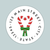 Candy Cane Heart - Round Address Label - The Note House