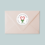 Candy Cane Heart - Round Address Label - The Note House