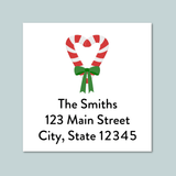 Candy Cane Heart - Square Address Label - The Note House