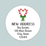 Candy Cane Heart - We've Moved Round Address Label - The Note House