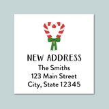 Candy Cane Heart - We've Moved Square Address Label - The Note House