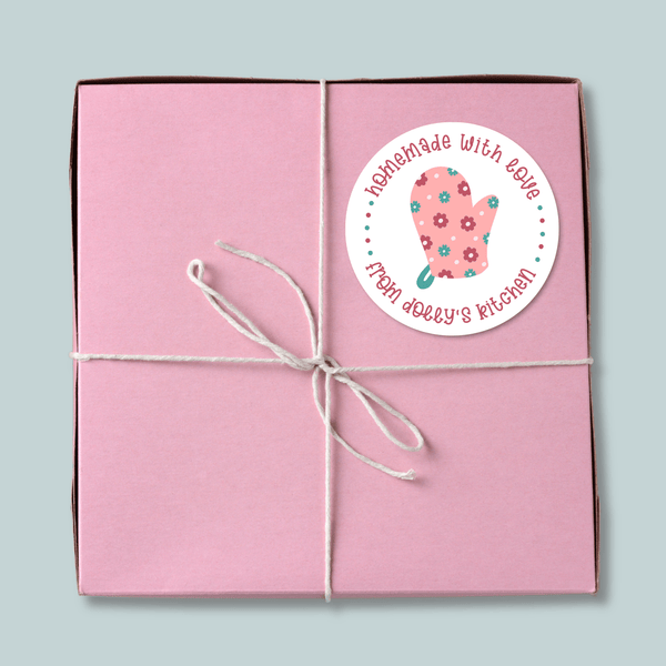 Candy Cane Oven Mitt - Personalized Round Gift Sticker - The Note House