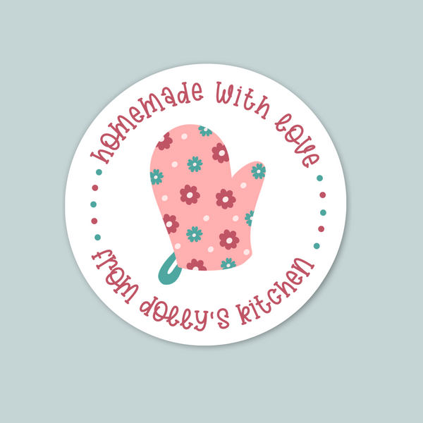 Candy Cane Oven Mitt - Personalized Round Gift Sticker - The Note House