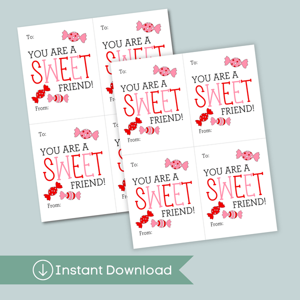 Candy - Classroom Valentine's Day Cards - Printable Instant Download - The Note House
