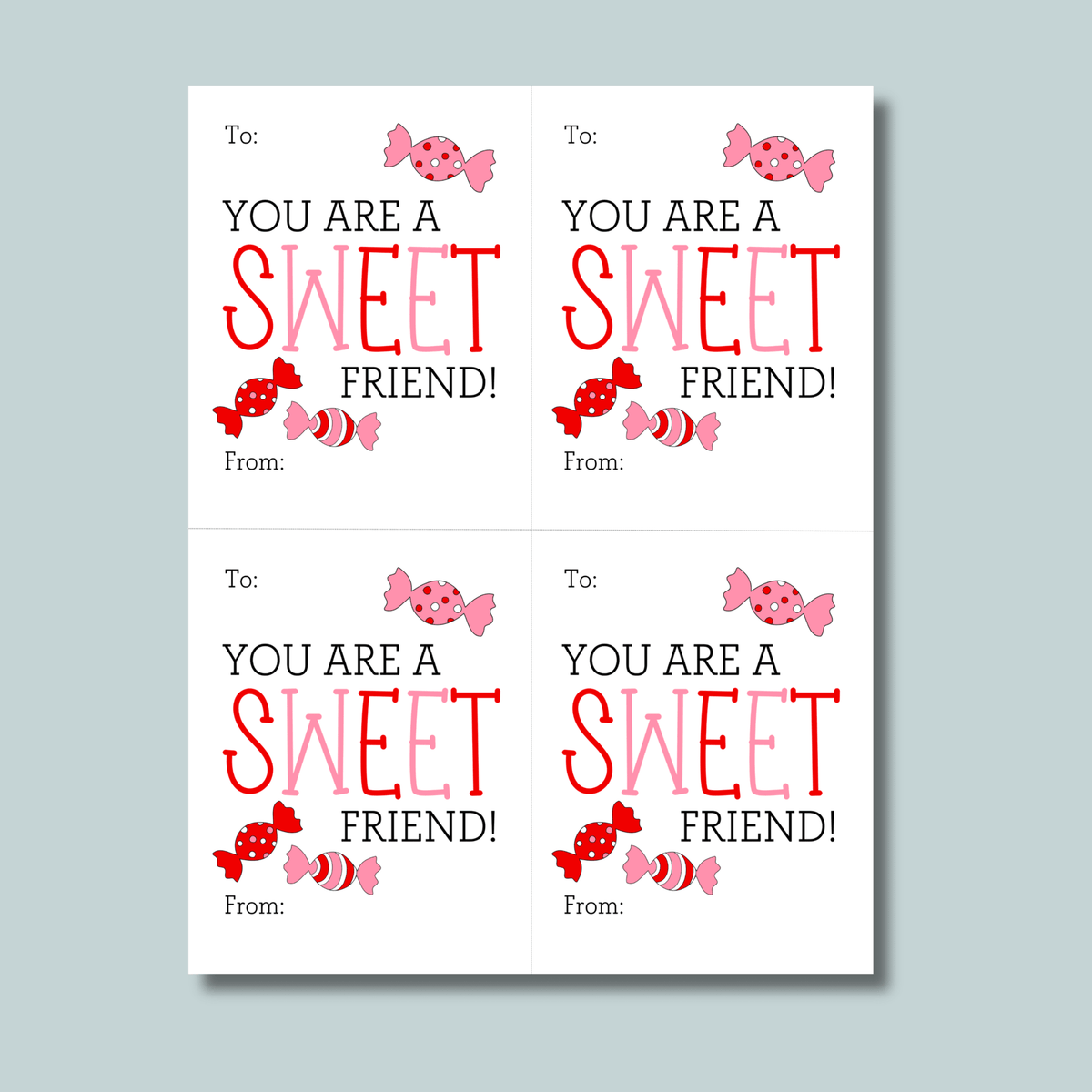 Candy - Classroom Valentine's Day Cards - Printable Instant Download - The Note House