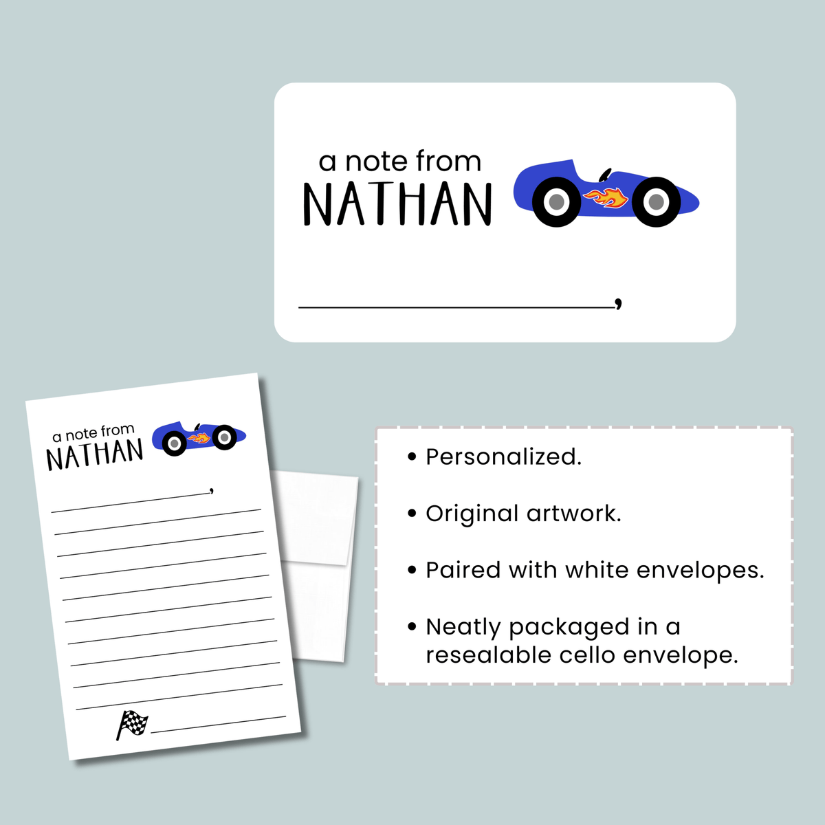 Car - Personalized Lined Letter Template - The Note House
