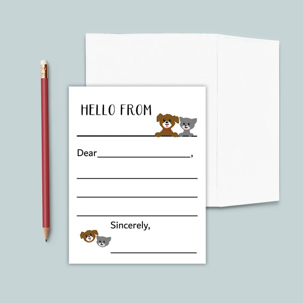 Cat and Dog - Lined Note Cards - The Note House