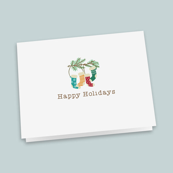 Holidays Stockings on Branch Folded Note Cards - Pack of 6