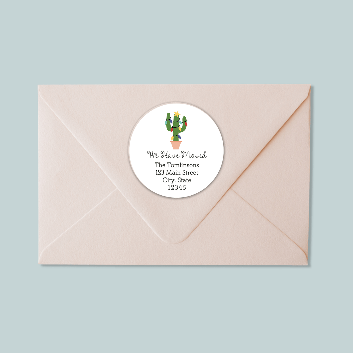 Christmas Cactus - We've Moved Round Address Label - The Note House