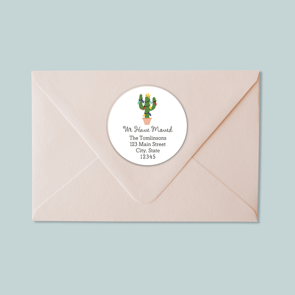 Christmas Cactus - We've Moved Round Address Label - The Note House