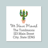 Christmas Cactus - We've Moved Square Address Label - The Note House