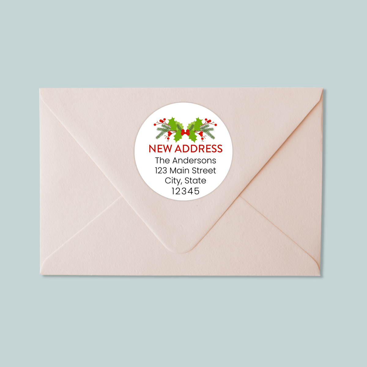 Christmas Holly - We've Moved Round Address Label - The Note House