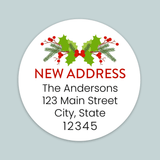 Christmas Holly - We've Moved Round Address Label - The Note House