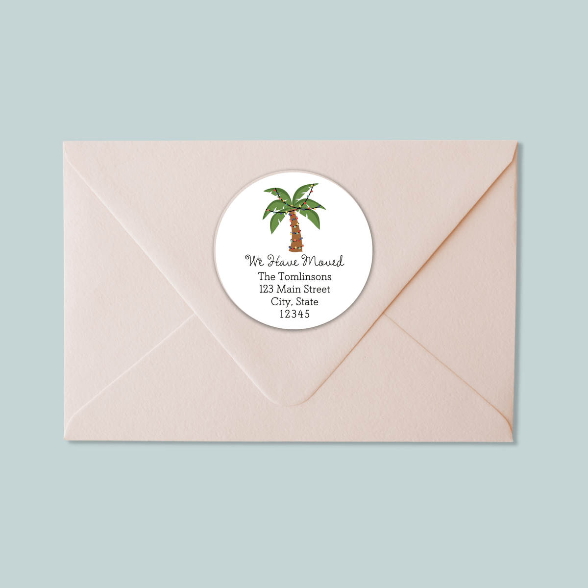 Christmas Palm Tree - We've Moved Round Address Label - The Note House