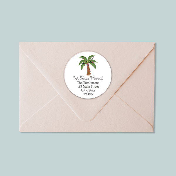 Christmas Palm Tree - We've Moved Round Address Label - The Note House