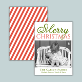 Christmas Stripes - Personalized Photo Card - The Note House