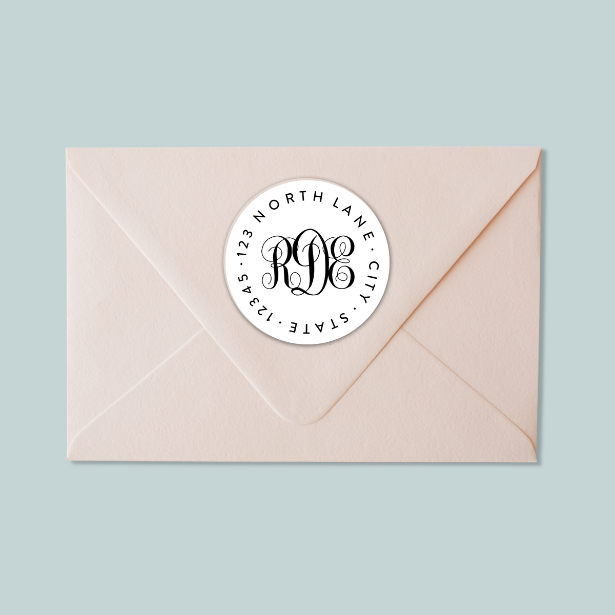Simple Monogram - Round Address Label