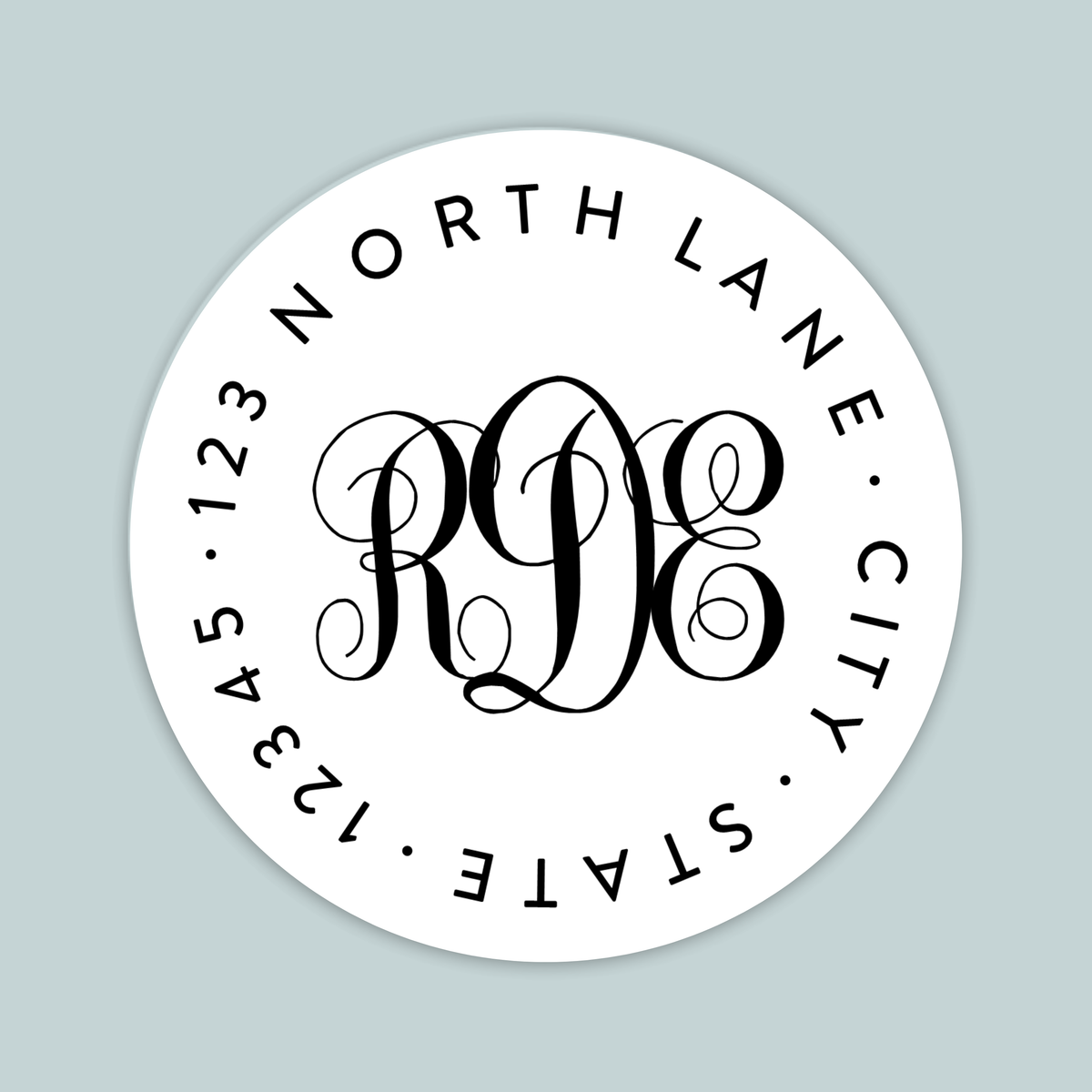 Simple Monogram - Round Address Label