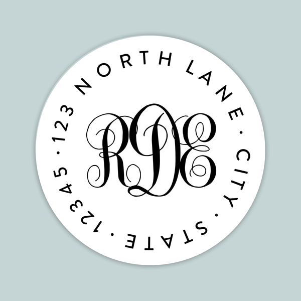 Simple Monogram - Round Address Label