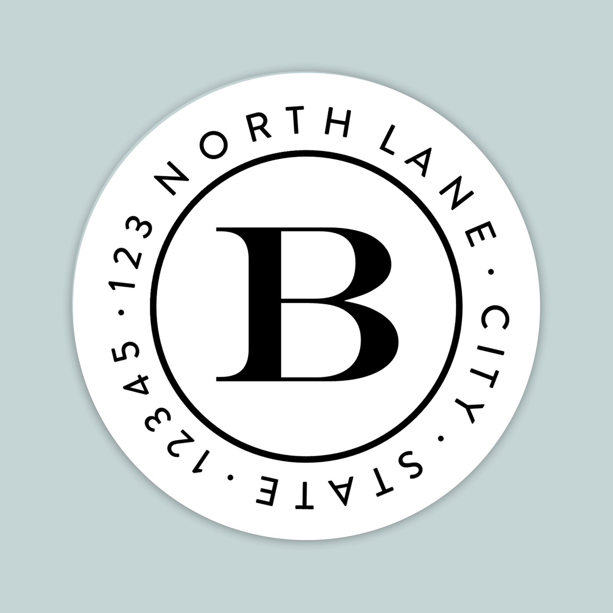 Simple Block Initial - Round Address Label