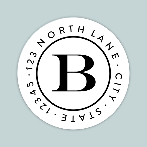 Simple Block Initial - Round Address Label