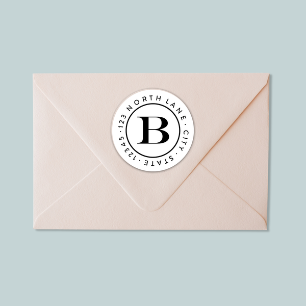 Simple Block Initial - Round Address Label