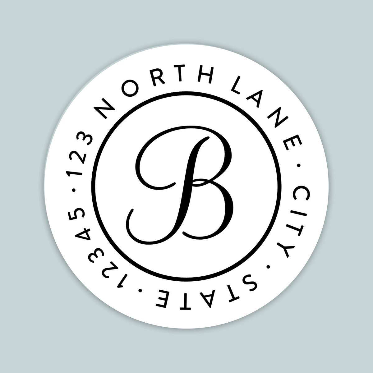 Simple Script Initial - Round Address Label