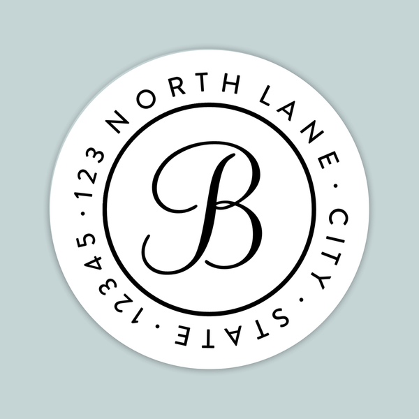 Simple Script Initial - Round Address Label