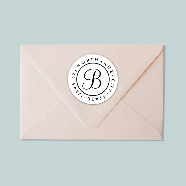 Simple Script Initial - Round Address Label