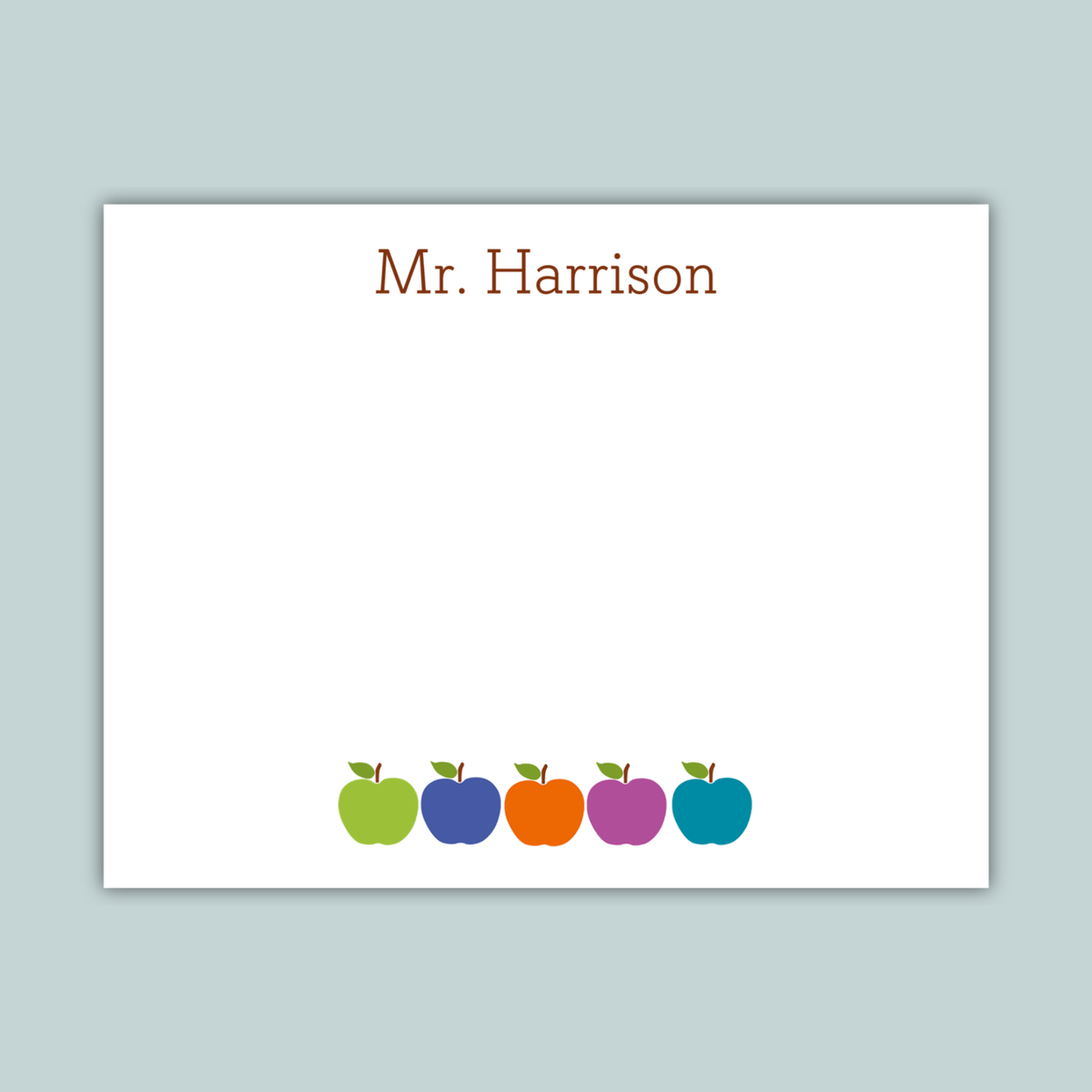 Colorful Apples - Personalized Flat Note Card - The Note House
