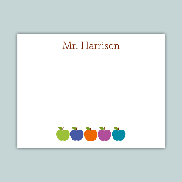 Colorful Apples - Personalized Flat Note Card - The Note House