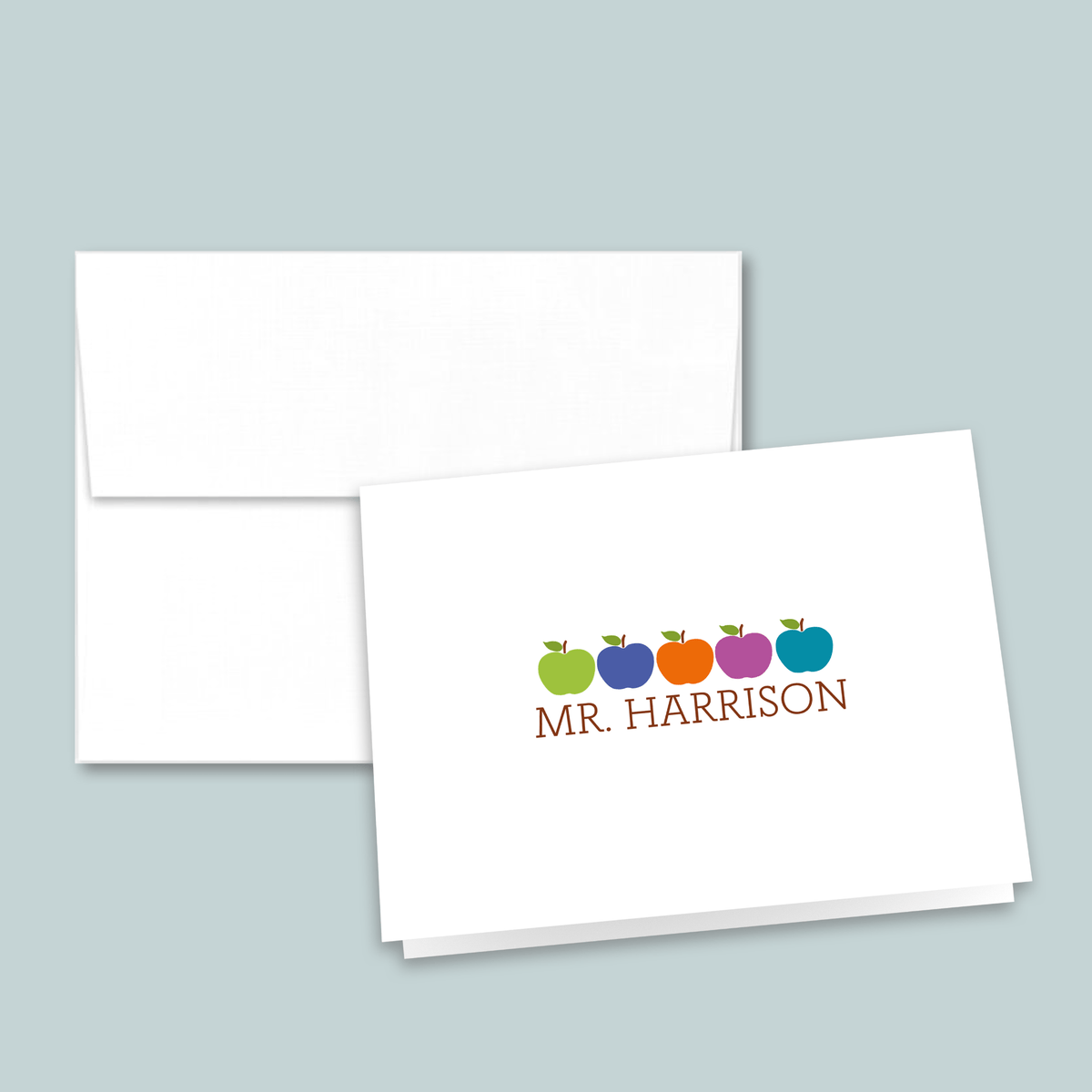 Colorful Apples - Personalized Folded Note Card - The Note House