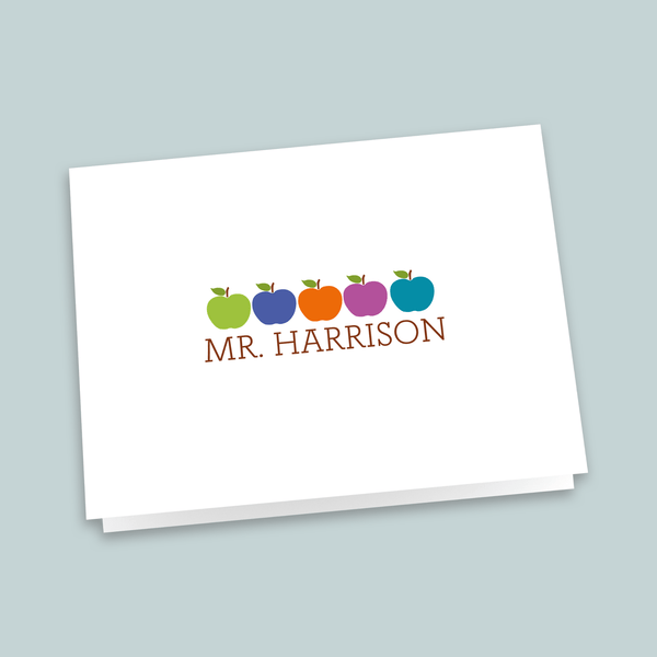 Colorful Apples - Personalized Folded Note Card - The Note House