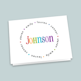 Colorful Family Name - Personalized Folded Note Card - The Note House