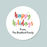 Colorful Snowflakes - Personalized Round Gift Sticker - The Note House