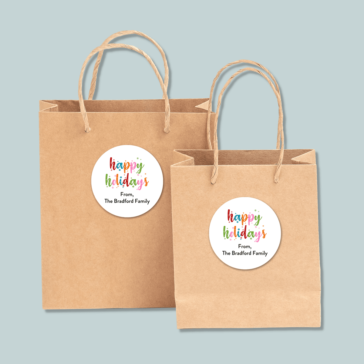 Colorful Snowflakes - Personalized Round Gift Sticker - The Note House