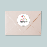 Colorful Snowflakes - We've Moved Round Address Label - The Note House